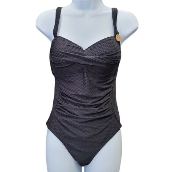 NWOT Niptuck Textured Ruched Bra One Piece Swimsuit - Picture 1 of 7